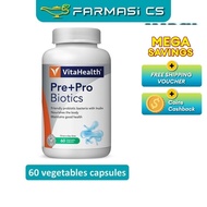 VitaHealth Pre+Pro Biotics 60 Vegetable Capsules EXP:07/2027 [ pre pro prebiotic probiotic Inulin Fa