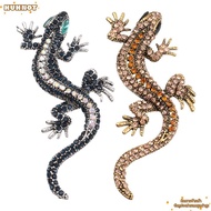 HUHNOT Lizard Gecko Brooch Women Suit Accessories Pin Rhinestone