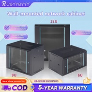 19" Server Rack Cabinet, Glass Door, Lock, Adjustable Shelf, Multi-Size 4U to 18U for Network