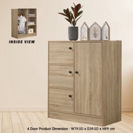 (Export Quality) Rak Baju Kabinet Children Wardrobe Kayu Almari Baju Kanak Kanak Storage Cabinet White Oak Brown Color