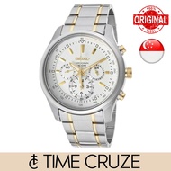 [Time Cruze] Seiko SRW005 Chronograph Tachymeter Two Tone Stainless Steel White Dial Men Watch SRW005P SRW005P1