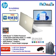 HP Laptop 15-fc0189AU/ fc0796AU/ fc0797AU (AMD RYZEN R5-7530U/16GB/512GB/AMD RADEON/WIN 11/Office H&