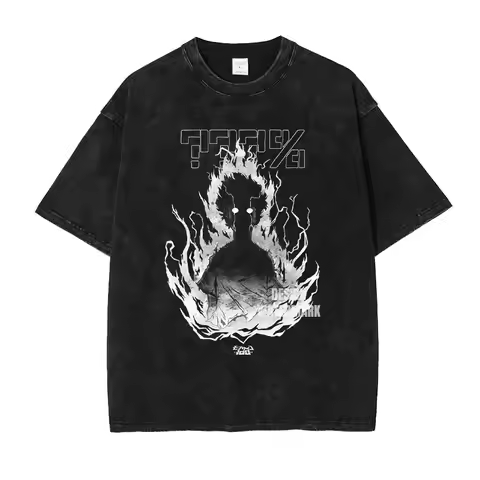 Bandai Anime M-Mob P-Psycho 100 T Shirt Oversized Vintage Washed Shigeo T-shirts Retro Streetwear Ek