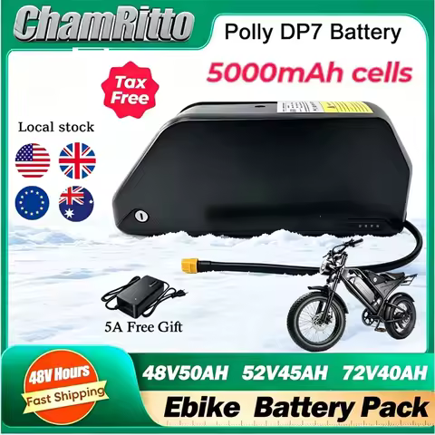 48 52 60 72v 45 50 60ah Hailong Electric Bike Down Tube Polly DP7 21700 Lithium Battery 20ah 25 30 3