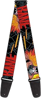 Guitar Strap Bane Pose Explosion Bat Signal Chanlink Black Gray Reds 2 Inches Wide