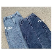 Highwaist Cargo Jeans Skirt - Cargo Denim Skirt - Korean Style Cargo Jeans Skirt