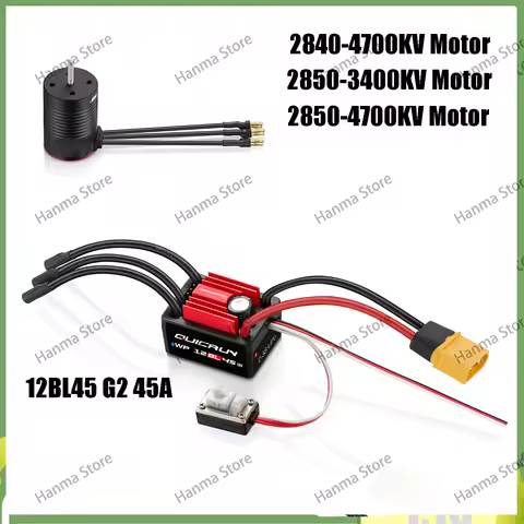 HOBBYWING Brushless Sensorless Combo QUICRUN 2840 2850 Motor 12BL45 G2 45A ESC Shaft WaterProof For 