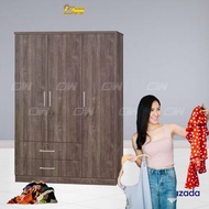 Brown 3 Door Wardrobe / Swing Door Cabinet / Cloth Storage Cabinet / Almari Kayu / Almari Baju H1815 W1200 D470MM