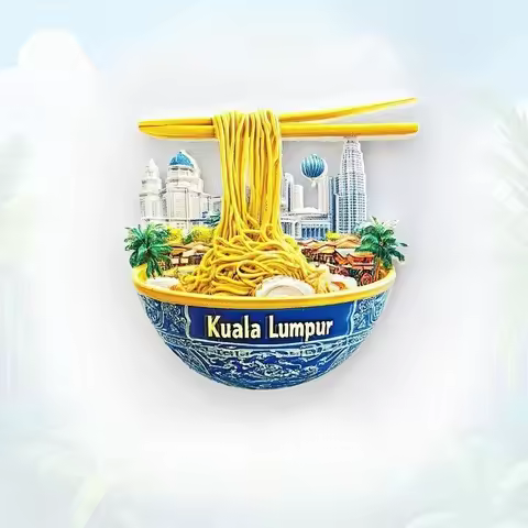 Kuala Lumpur Laksa Fridge Magnet - 3D Malaysian Food Souvenir Spicy Noodle Art Decor Unique Asia Gif