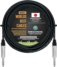 20 Foot - Balanced TRS Patch Cable Custom Made by WORLDS BEST CABLES - Using Mogami 2549 (Black) Wire and Neutrik NP3X Silver TRS Stereo Plugs