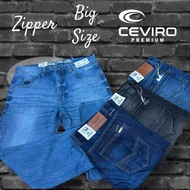 (ZIPPER BIG SIZE) CEVIRO Men's Jeans Original BIG SIZE 33-38 ZIPPER SERIES