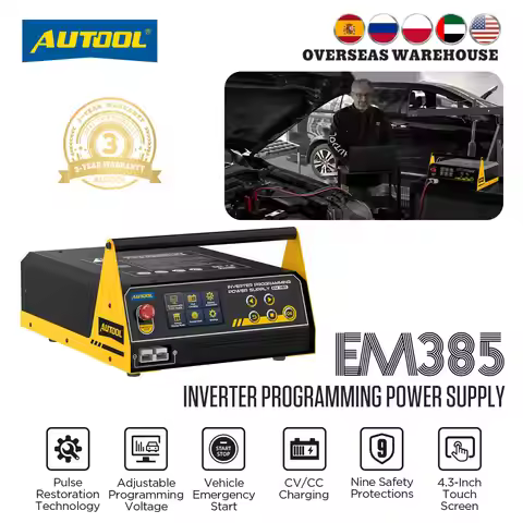 AUTOOL EM385 Programming Power Supply & Charger & Starter 400A Auto Battery Repair Real-time Car egu