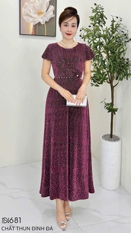 Đầm Đi Tiệc [Salu Store] Mã DN681 Dáng Dạ Hội Chất Thun Nhũ Đính Đá Nguyên Đầm Kết Ngọc Cao Cấp Từ 5