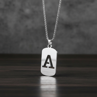 Silver Geometric Square T Initial Pendant Necklace for Men and Women, Stylish Birthday Jewelry Gift 
