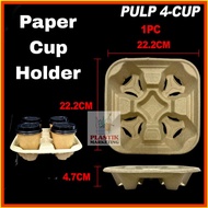 4 Cup Paper Tray/Carrier/Moulded Pulp Cup Tray/Drink Tray/Disposable Cup Tray