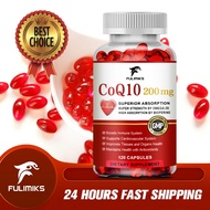 CoQ10 200 MG Capsules, Active CoQ10 Ubiquinol Supplement for Antioxidant, Heart, Brain & Cellular En