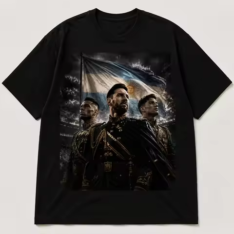 Lionel Messi Lautaro Martinez Julian Alvarez Argentina Flag Military Graphic Cotton Unisex Football 