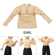 [Kesoto1] Kids Muscle Shirt Costume 3D Funny Body Builder Clothes for Cosplay Party Events