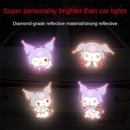 ღ Sanrio Car Reflective Sticker Kuromi Warning Safety Anti-collision Reflective Sticker Motorcycle Body Decoration Reflective Sticker Car Accessories