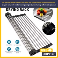 Roll-up Dish Drying Rack Foldable Stainless Steel Over Sink Rack Kitchen Drainer/Rak Dapur/沥水卷帘厨房水槽沥