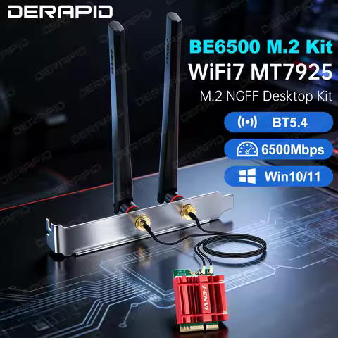WiFi 7 BE6500 MT7925 Bluetooth 5.4 M.2 NGFF Desktop Network Card BT5.4 802.11be Wireless Adapter for