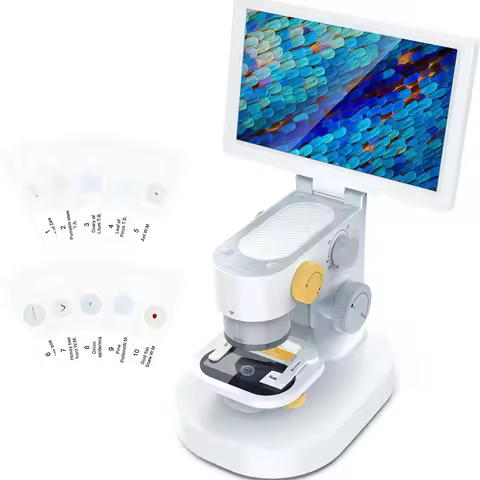 Biological Digital Microscope 1600x Optical Objective Lenses STEM Kids Magnifier Camera 9" Touch Scr