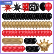 MUMU Red Casino Theme Gold Metallic Latex Balloon Arch Garland Kit Birthday Party Decorations Black Dice Men