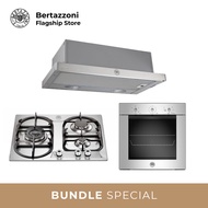 [Bulky] Bertazzoni 60cm 3-Burner Gas + Oven + Hood Bundle (P6501PROXE 60cm Gas Hob + F605MODEKXS 5 Function Oven + K60TELXA Telescopic Hood)