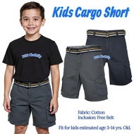 KIDS CARGO SHORT 6 POCKET FREE BELT BOYS 3-14 YRS OLD