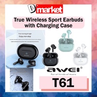 Awei T61 Earphones With Charging Case Noise Reduction Double Mi ENC Earbuds V5.3 Sport Headphones ENC Earbud