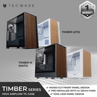Tecware Timber High Airflow ATX TG, Timber M TG Case (4 x 12cm fans included, USB 3 x2), Black & Whi