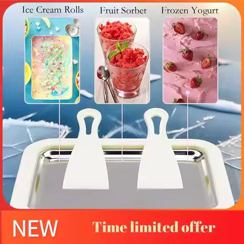 A006-Stainless Steel Freeze Yogurt Maker, Instant Rolling Ice Yogurt Machine With 2 Spatulas, Ice Cr