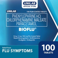 Unilab Bioflu 100 Tablets - Relief of Flu and other symptoms like Fever, Headache, Cough and Colds