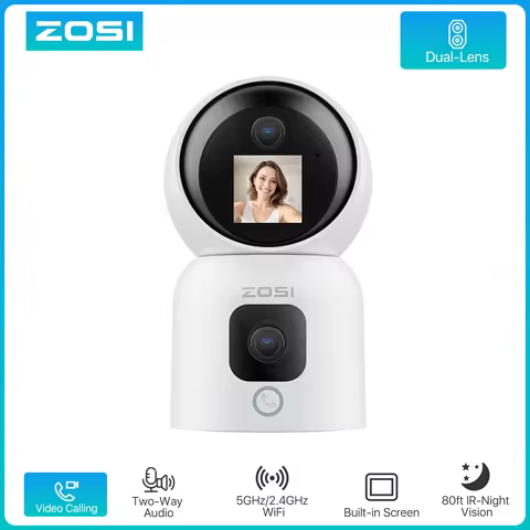 ZOSI 360° Smart Home Security Camera PTZ Auto Tracking Baby Monitor AI Panoramic HD Night Vision Ind
