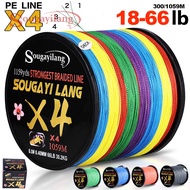 Sougayilang Fishing Line PE Braided Fishing Line 4 Stands 18-66LB Super Strong PE Braided Fishing Ta