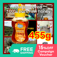 FDA Approved SM Bonus HONEY BEE 100% PURE ORIGINAL HONEY 455g Raw Unfiltered Untreated Miel Internac