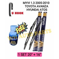 (AISIN JAPAN) FRONT WIPER BLADE SET (20+16) PERODUA MYVI 1.3 2005-2010 TOYOTA AVANZA HYUNDAI ATOS