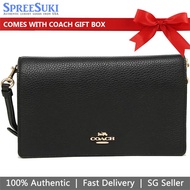 Coach Handbag In Gift Box Crossbody Bag Anna Foldover Crossbody Clutch Black # 3037