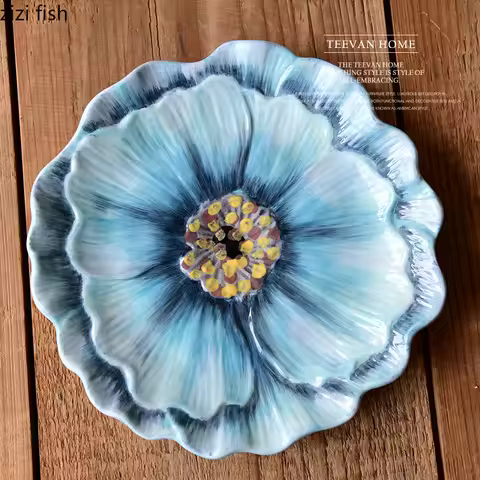 Creative Embossed Flower Ceramic Bowl Household Tableware Set Art Fruit Plate Flower Bowl Dining Tab