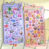 [T&O-t] 4 Sheets Cartoon Animal Ghost Rabbit Aesthetic Decals 3D Relief Jelly Stiers DIY Phone Case 