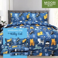 (Clearance Sale)  MIDORI TEMPO ผ้าปูที่นอน ชุดเครื่องนอน ชุดผ้าปู 6 ฟุต 5 ฟุต 3.5 ฟุต ลาย Kitty cat