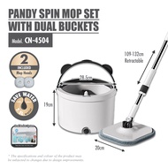 [HOUZE] PANDY Spin Mop Set with Dual Buckets - Kitchen | Bathroom | Cleaning | Washing | Drying | Stainless Steel