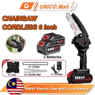 UNICO 998VF Cordless Chainsaw 6 Inch Electric Saw with Li-ion Battery Mini Chainsaw Battery Wood Cut