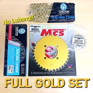 (NO LUBANG) HONDA EX5 WAVE100 BONUS110 415 Full SET Sprocket MCS GOLD Set Full Spoket MCS 415 15T-25