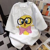 Duken Women's Oversized Round Neck Cute T-Shirt | Tweety Bird Print | Latest Women's Tops | Combed C