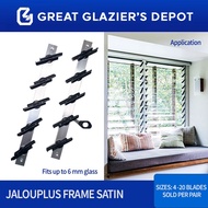 ♙◘﹍Jalouplus Jalousie Frame 11- 16 Blades for Louver Window 1 Pair Satin