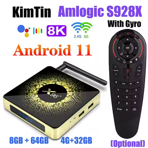 TV Box Android 11 X96 X10 DDR4 8GB RAM 64GB ROM Amlogic S928X Support 8K USB3.0 5G Wifi 1000M LAN 4G