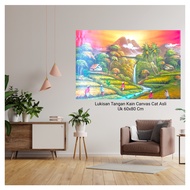 Lukisan Asli Tangan Kain Canvas Cat Aesthetic Cantik Rustic Mewah Uk 60*80 Cm Dekorasi Walldecor Kad