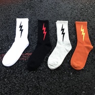 Hiphop Men Socks Stripe Lightning Pattern Skateboard Fashion Skateboard Cotton Socks Funny Uni Haraj
