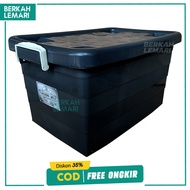 KB 50 Liter Multipurpose Storage Container Box Multifunction 45 Liter Size Black Storage Box with Wh